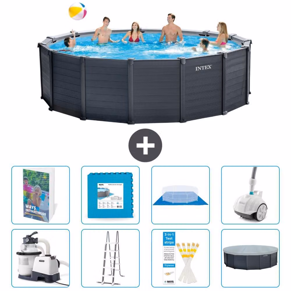Pannello per piscina in grafite, modello Rund - 478x124 cm - composto da 7 elementi, codice prodotto S531