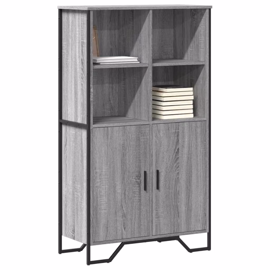 Credenza vidaXL Grigio con ripiani e ante a battente in legno e MDF L: 79,5 cm, P: 35,5 cm, H: 137,5 cm