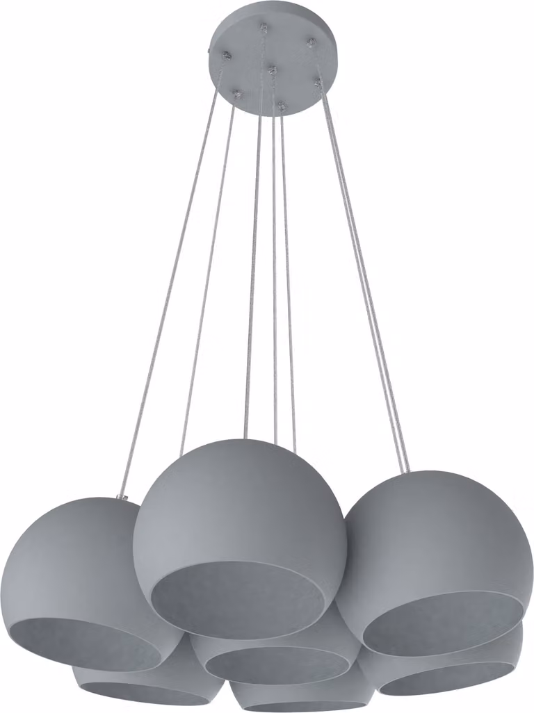 Lampada a sospensione JOE, 7XE27, max. 42 W, metallo, grigio, diametro 25 cm