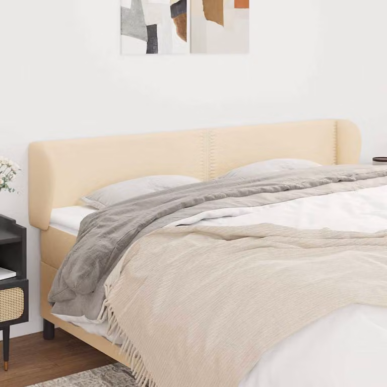 Testiera ad orecchio vidaXL in tessuto beige L: 183 cm, P: 23 cm, H: 78-88 cm