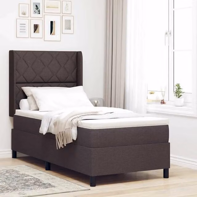 Letto a molle con cuscino Marrone Scuro 200 x 100 cm Tessuto 3341696