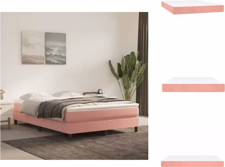 vidaXL Materasso a molle insacchettate rosa 140x190x20 cm in velluto - Materassi