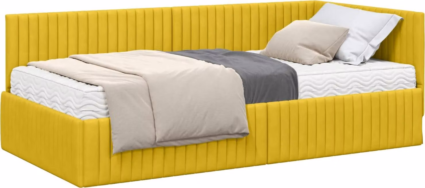 Struttura Letto Angolare con Materasso 2 pcs Giallo Velluto