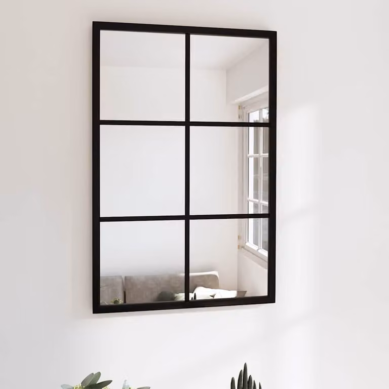 Specchio da parete rettangolare vidaXL in metallo e vetro, Nero, L: 60 cm, H: 40 cm