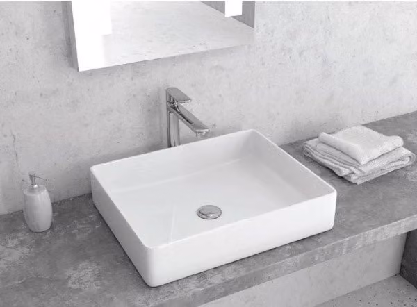Lavabo rettangolare da appoggio senza foro ZOU 51x40,5x11 cm