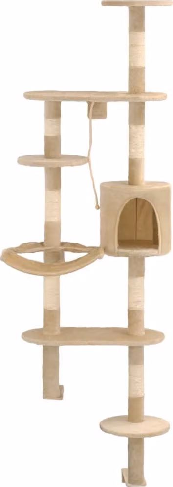 vidaXL Tiragraffi a parete con tiragraffi in sisal 194 cm Beige