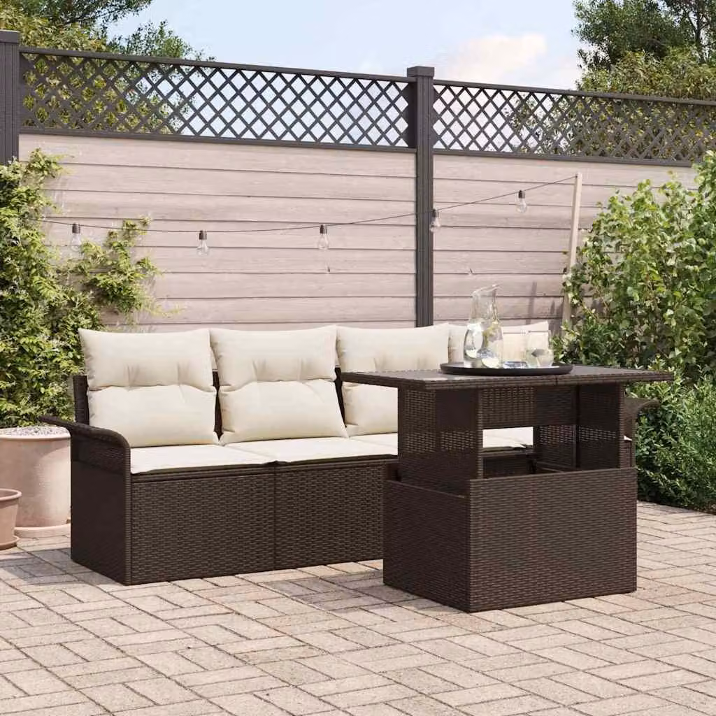 Maison Exclusive - Set da giardino composto da 5 pezzi, divano in rattan sintetico marrone