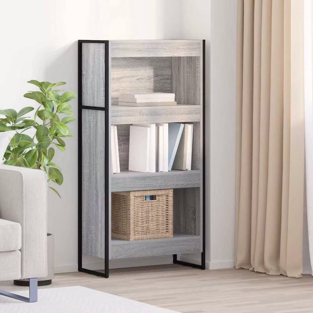 vidaXL Armadio per Libri in Stile Industrial Grigio L: 60 cm, P: 30 cm, H: 121 cm