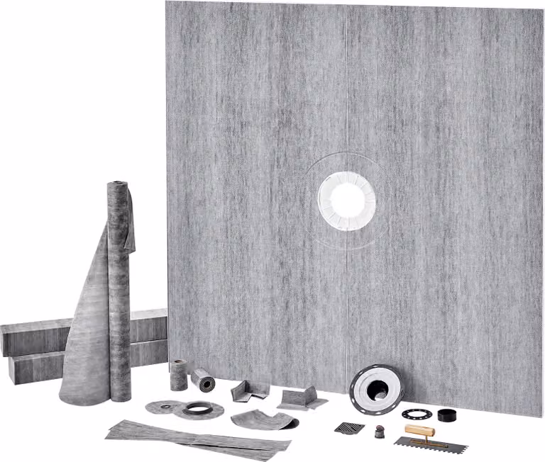 SucceBuy set di bordi per piatti doccia, 1828 x 1828 mm, set di piatti doccia impermeabili con flangia in PVC, griglia in acciaio inox, membrana, strisce e barre di pendenza per installazioni di lunga durata nel bagno