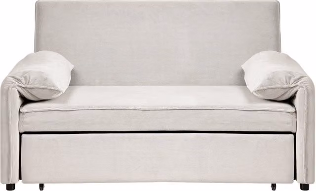 Divano letto in tessuto bianco sporco con funzione letto pieghevole Divano minimalista