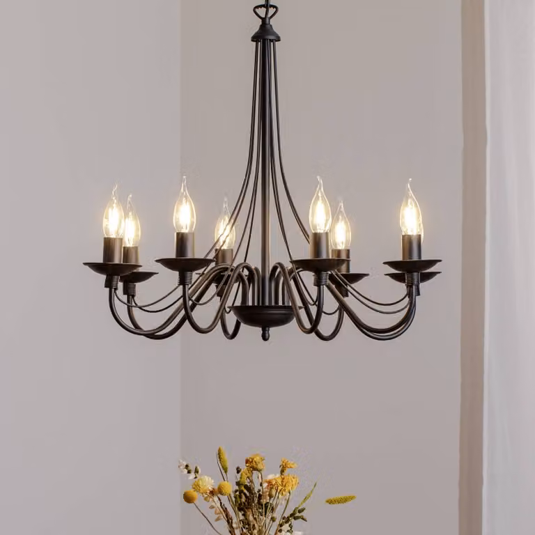 Lampadario a soffitto Rosa ALDEX, dimmerabile, Nero, Soggiorno / Sala da pranzo, Metallo, Lampadario