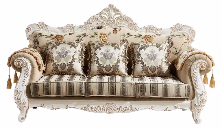 Sofa 3 Sitzer Beige Elegantes Polster Stoff Wohnzimmer Klassische Design