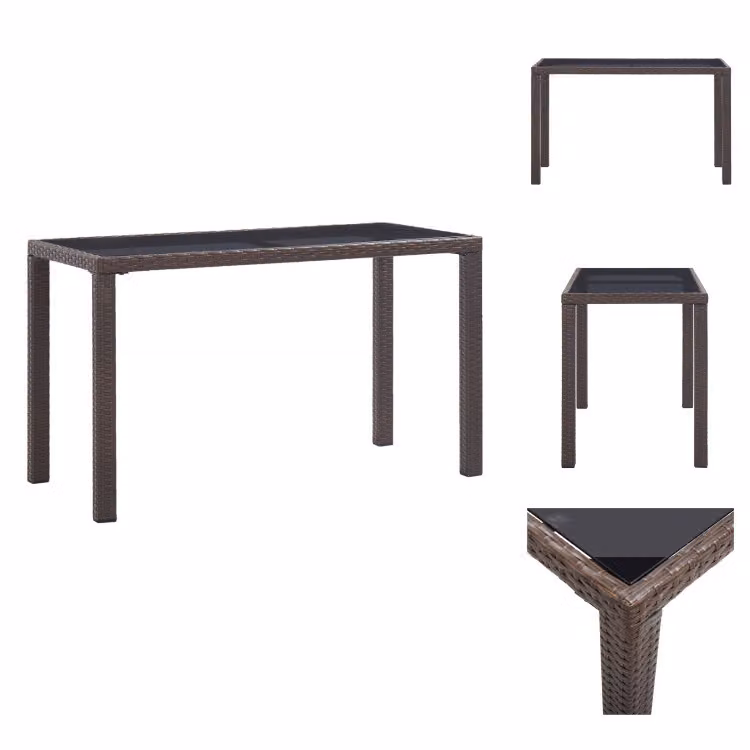vidaXL Tavolo da giardino marrone 123 x 60 x 74 cm in poly rattan - Tavoli da giardino