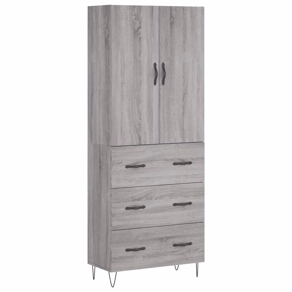 Credenza moderna da parete vidaXL in legno e metallo, Grigio, L: 69,5 cm, P: 34,0 cm, H: 180,0 cm – 2