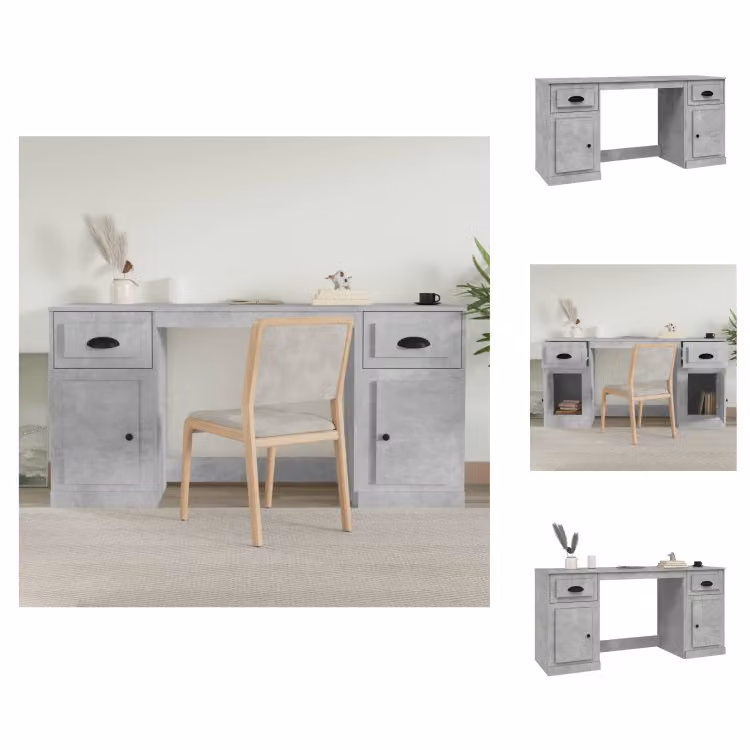 vidaXL Scrivania con vano portaoggetti in legno grigio cemento - Scrivanie