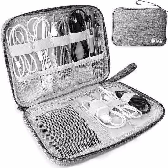 Borsa per dispositivi elettronici, grigia, portatile, 1 pezzo