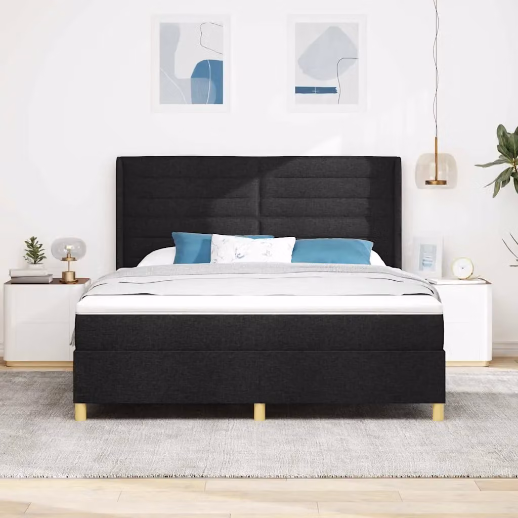 Letto a molle con materasso vidaXL in tessuto nero e oro L/P: 180 x 200 cm