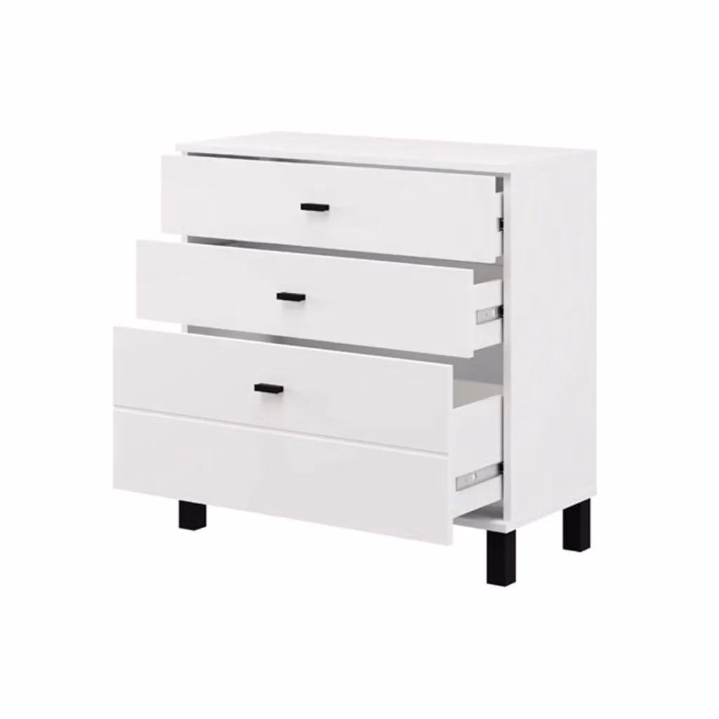 Madia Mindo DMORA con 3 cassetti, Bianco Opaco, L: 77 cm, P: 35 cm, H: 78 cm – 2