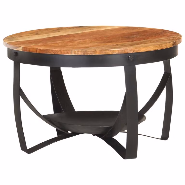 Tavolino da Salotto Ø68x43 cm in Legno Massello di Acacia