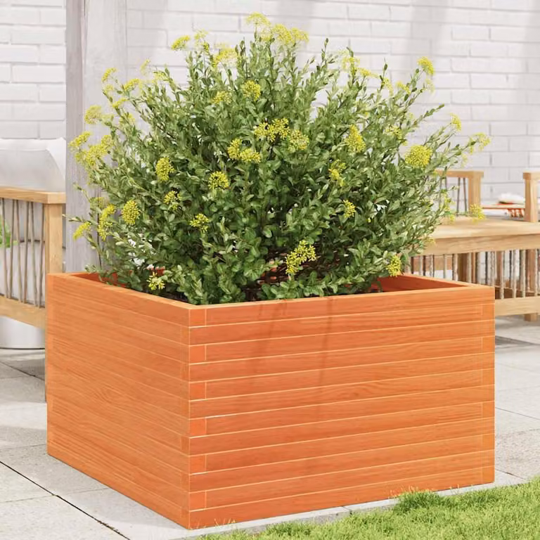 Fioriera da giardino vidaXL in legno di pino marrone L: 80 cm, P: 80 cm, H: 46 cm