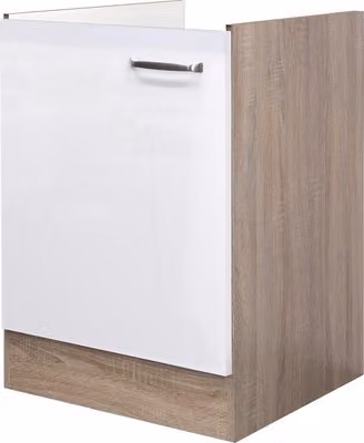 Base lavello senza piano di lavoro - Larghezza 50 cm - Rovere Sonoma bianco lucido - Valencia