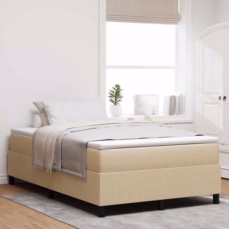 vidaXL Struttura letto piattaforma moderna in legno e tessuto, Grigio Verde Beige, L 120 x P 200 cm