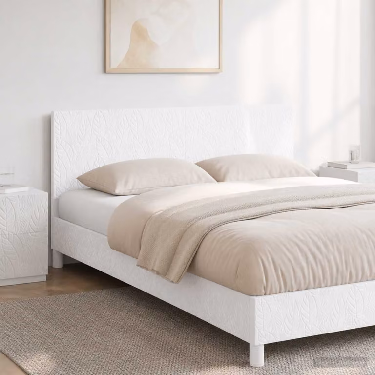 Testiera da muro vidaXL DELFT moderna in legno ingegnerizzato bianco lucido con ripiano integrato L 200 x H 50 x P 17,4 cm