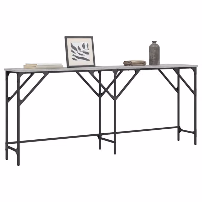 vidaXL Tavolo Consolle in Legno e Metallo Grigio, L: 180 cm, P: 29 cm, H: 75 cm