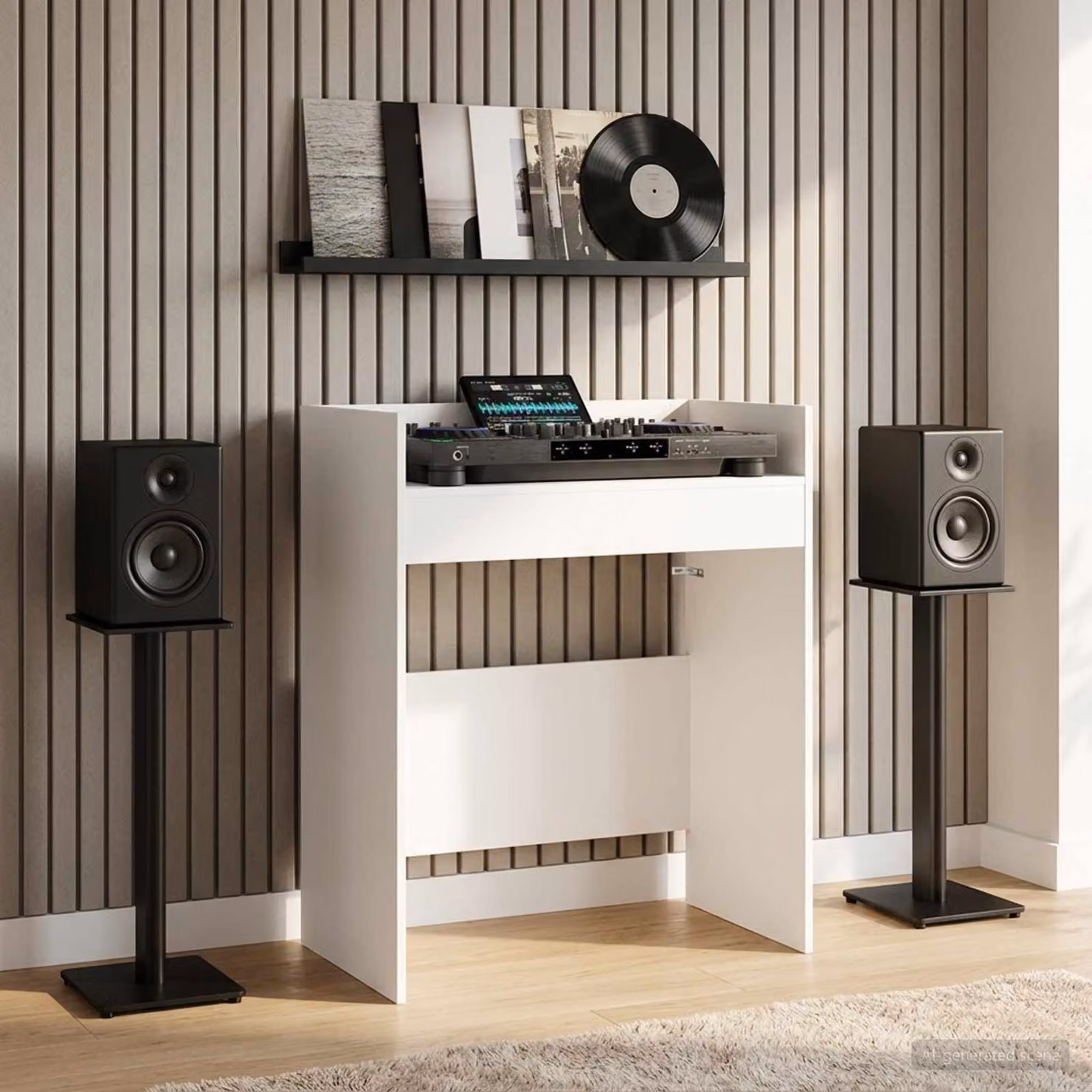 vidaXL Tavolo DJ Bianco in Legno MDF L: 82 cm, P: 45 cm, H: 102 cm