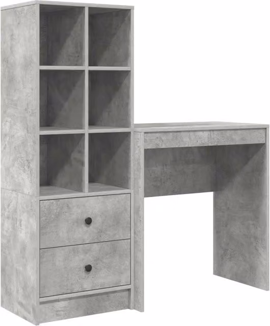 Scrivania moderna DESIGN IN con scaffale e cassetto in MDF laminato, Grigio e Marrone, L: 127,0 cm, P: 40,0 cm, H: 76,7 cm – 1