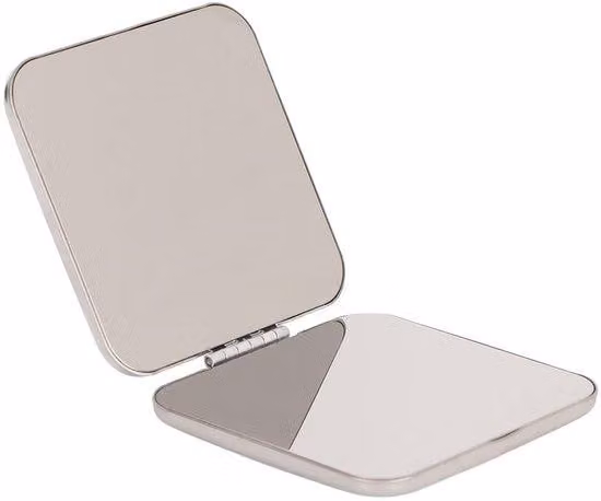 Specchio da trucco compatto, in acciaio inossidabile, portatile, con doppio specchio e design personalizzabile