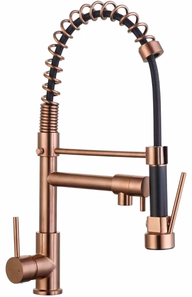 Schläfer 35206516 | Miscelatore Lavello Cucina Rame con Bocca Girevole 360° e Doccetta Estraibile, Rubinetto Cucina Professionale con Doccetta Estraibile in Ottone, Miscelatore Lavello con Doccino