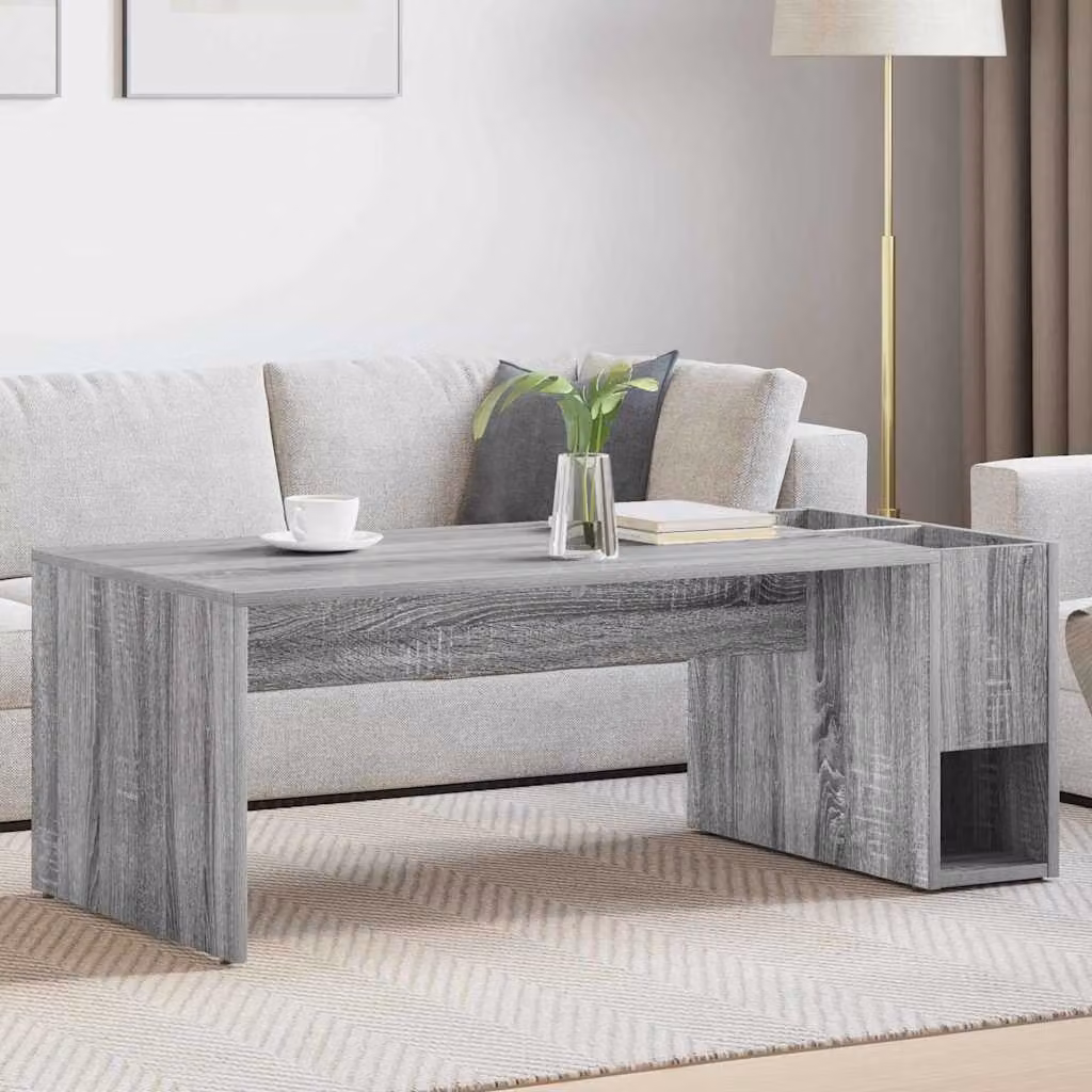 vidaXL Tavolino da salotto moderno rettangolare Grigio L: 101,5 cm, P: 50 cm, H: 37 cm