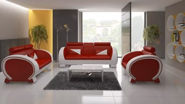LEDERSOFA mit USB POLSTERGARNITUR LEDERCOUCH GARNITUR LEDERGARNITUR 3+2+1