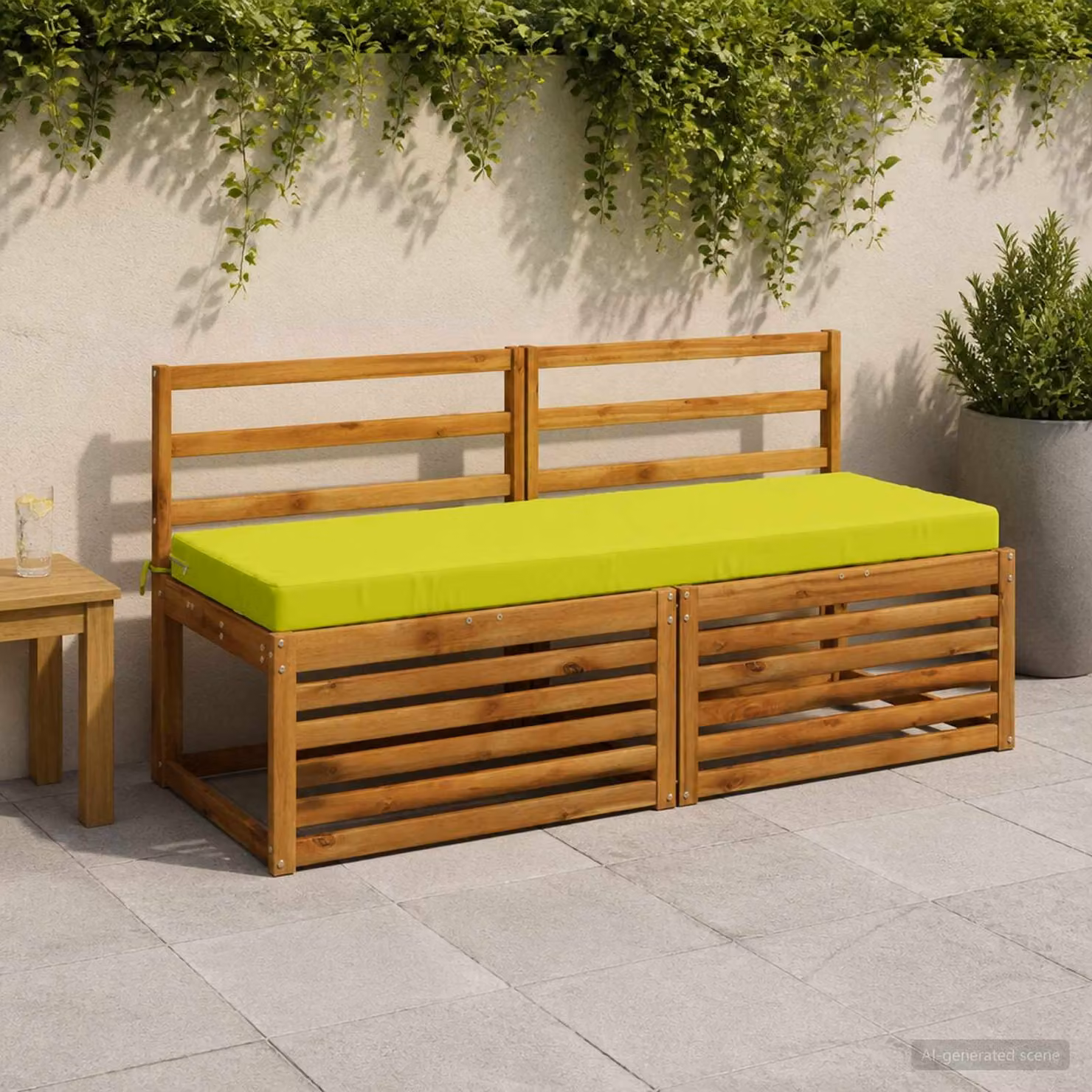 Set di 2 cuscini per panchina vidaXL SOEST verdi in poliestere con fodera rimovibile e resistente ai raggi UV L 140 x P 50 x H 8 cm