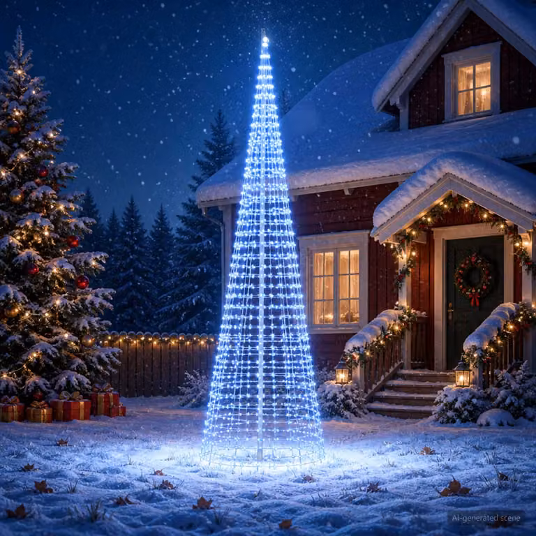 vidaXL Luci per albero di Natale con picchetti e asta per bandiera
