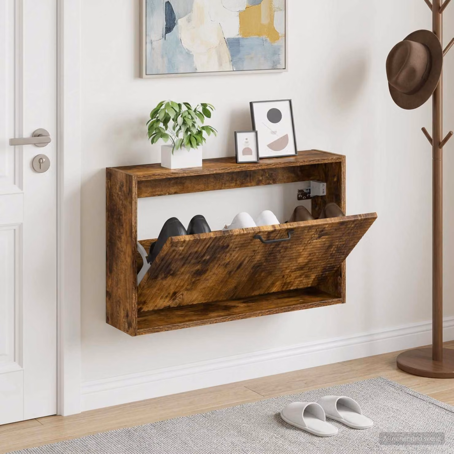 Mobiletto per scarpe da muro vidaXL HAARLEM moderno in legno e metallo, L: 71 cm, P: 17 cm, H: 43 cm