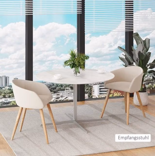 Set di 2 Sedie Imbottite in Stile Scandinavo con Gambe in Legno e Pad Antiscivolo, Beige