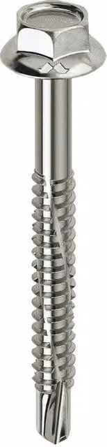 Tirafondo autoperforante Kovervit DX in acciaio inossidabile argento, diametro: 6,3 mm, lunghezza: 200 mm, confezione da 100 pezzi