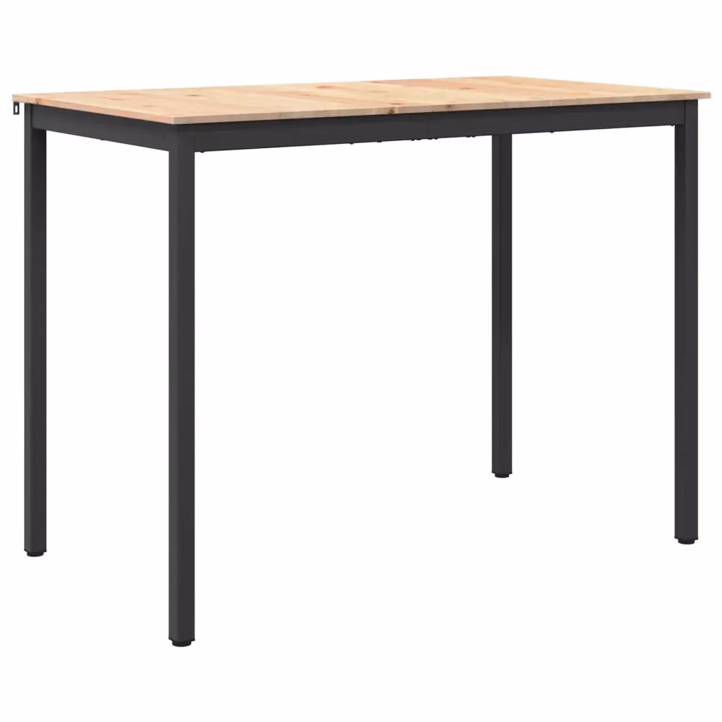 vidaXL Tavolo da bar rettangolare in pino massello e metallo, colore marrone, L: 140 cm, P: 80 cm, H: 105 cm – 2