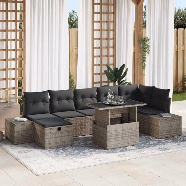 Maison Exclusive - Set da giardino composto da 8 pezzi, divano in rattan sintetico