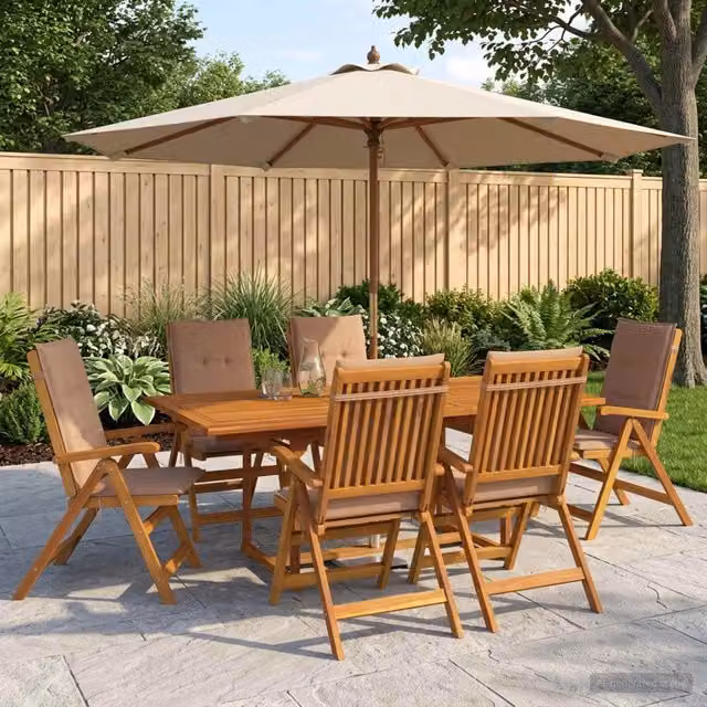 Set da pranzo da giardino 7 pezzi Naturale 3434527