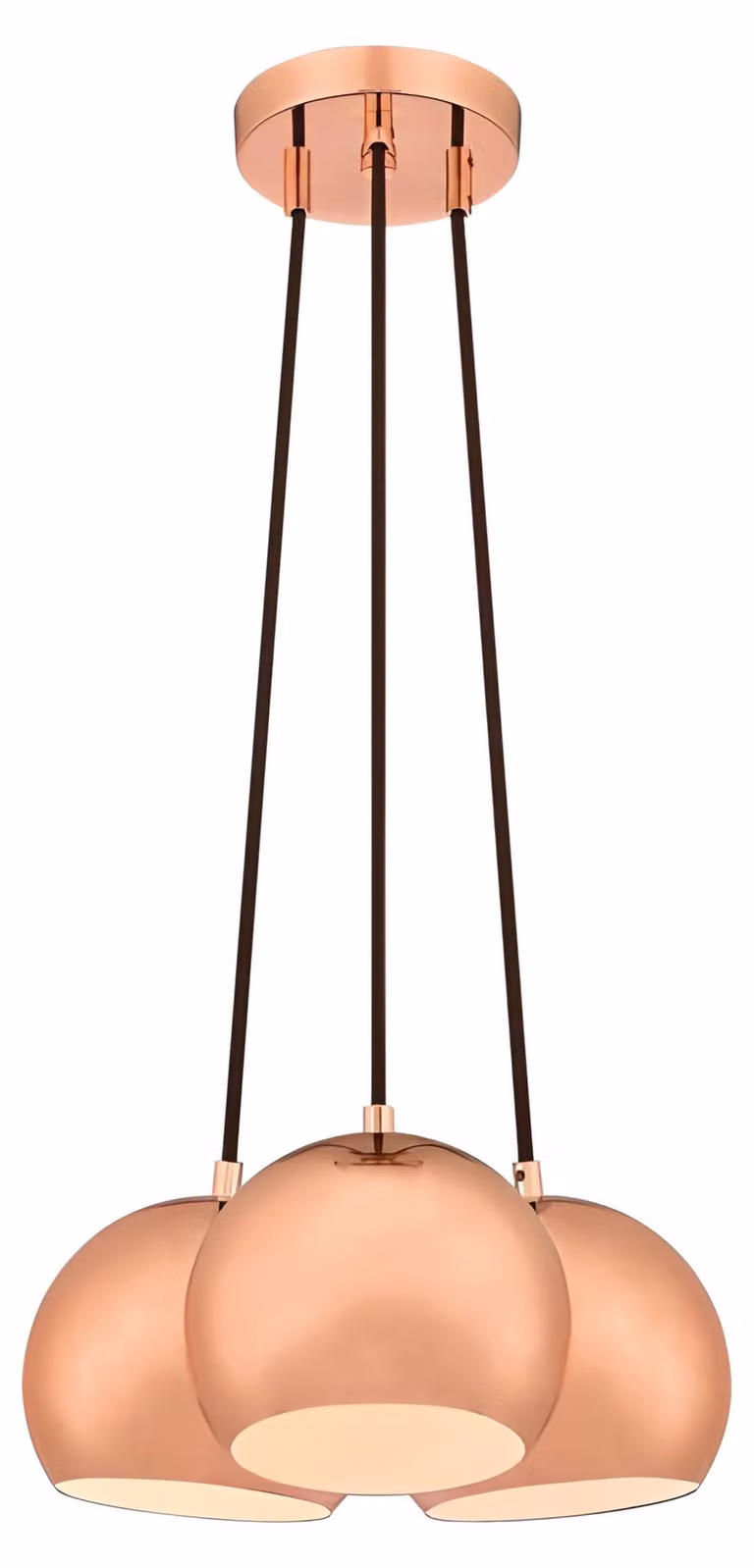 Lampada a sospensione a grappolo, versione in rame per 3 sorgenti luminose
