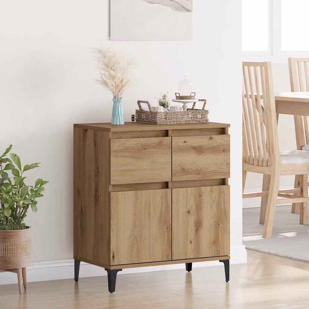 Credenza moderna vidaXL in legno e metallo color marrone L: 60 cm, P: 35 cm, H: 70 cm