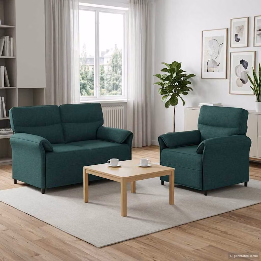 Set di 2 divani moderni vidaXL in tessuto verde con struttura in metallo per il tuo soggiorno