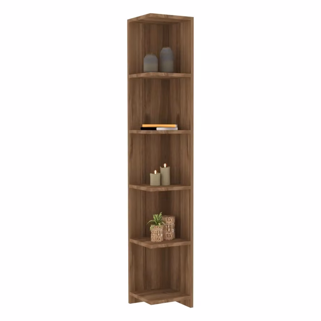 Biblioteca Tufillo DMORA, Libreria con 5 Ripiani in Legno Marrone, L/P/H: 25 x 25 x 160 cm – 2