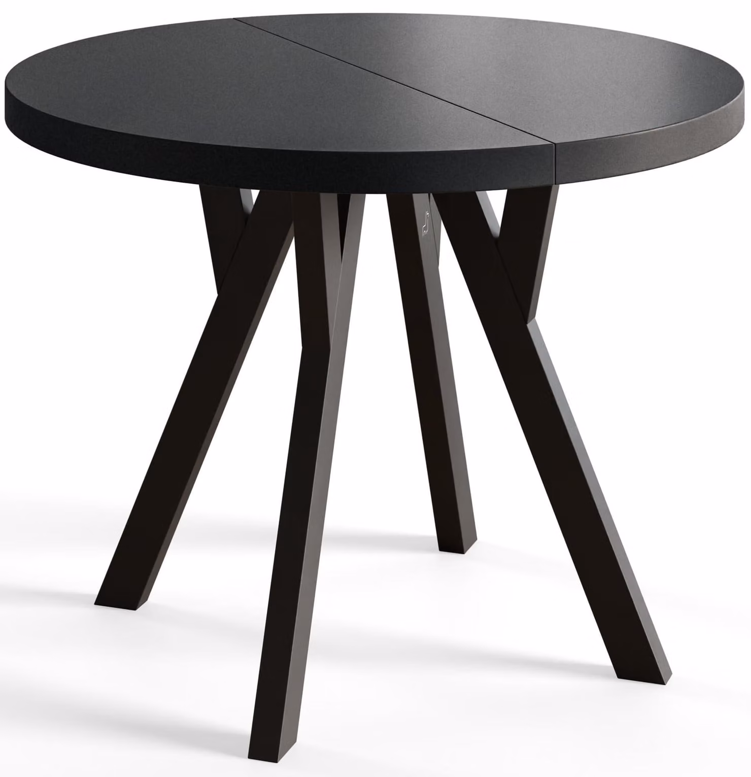 Alpi Moebel, Tavolo da Pranzo, Tavolo per Mangiare Allungabile, Diametro da 80 cm, Nero, Collezione Ovo