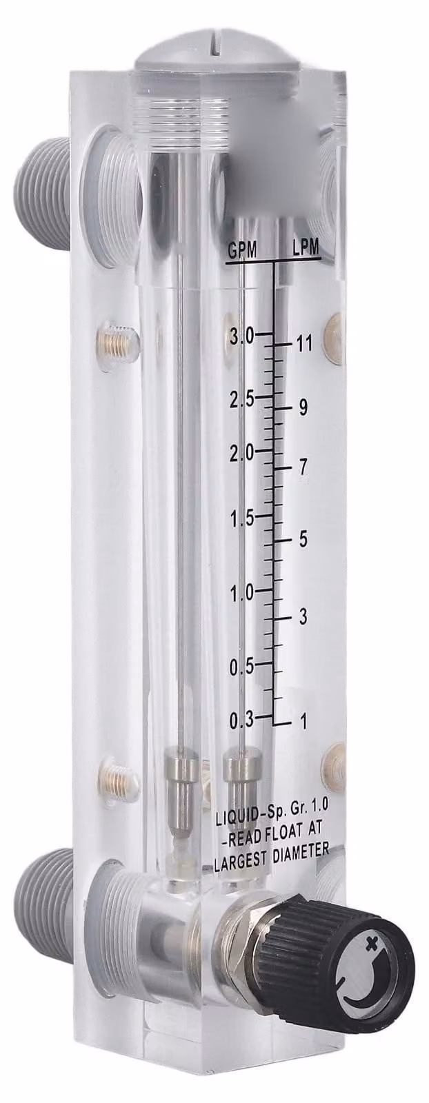 Misuratore di flusso di liquidi, in acrilico trasparente, regolabile, per montaggio su pannello, misuratore di portata d'acqua, da 0,3 a 3 GPM