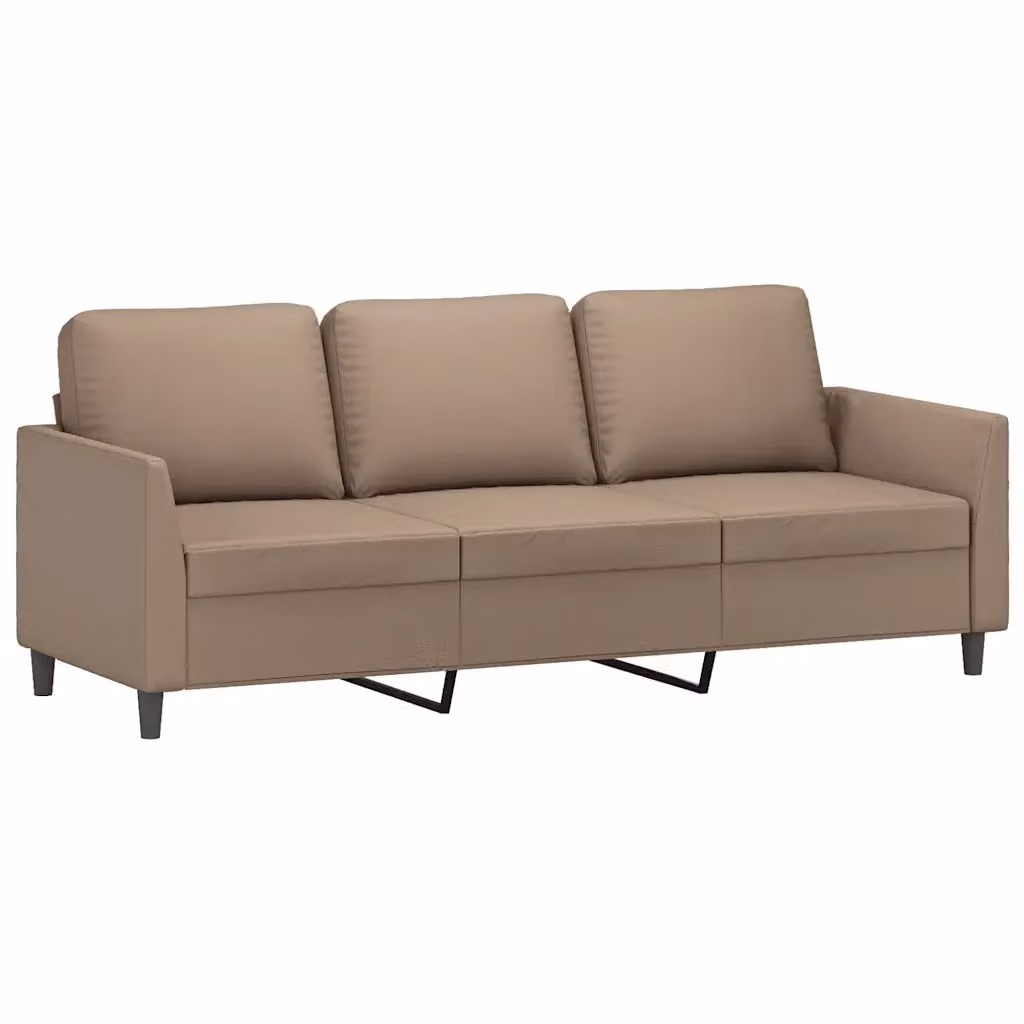 Divano a 3 posti moderno vidaXL in similpelle beige con struttura in metallo e imbottitura in schiuma L: 200 cm, P: 80 cm, H: 77 cm – 2