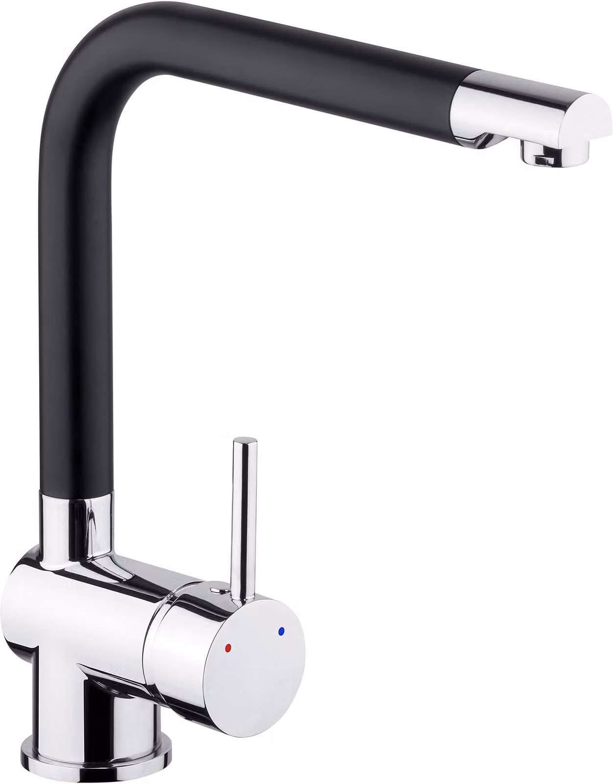 Miscelatore monocomando per cucina, in ottone, nero/cromato, girevole a 360°
